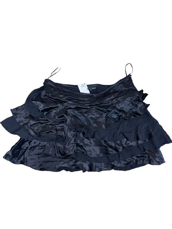 next silk organza & wool ruffle skirt BLACK •