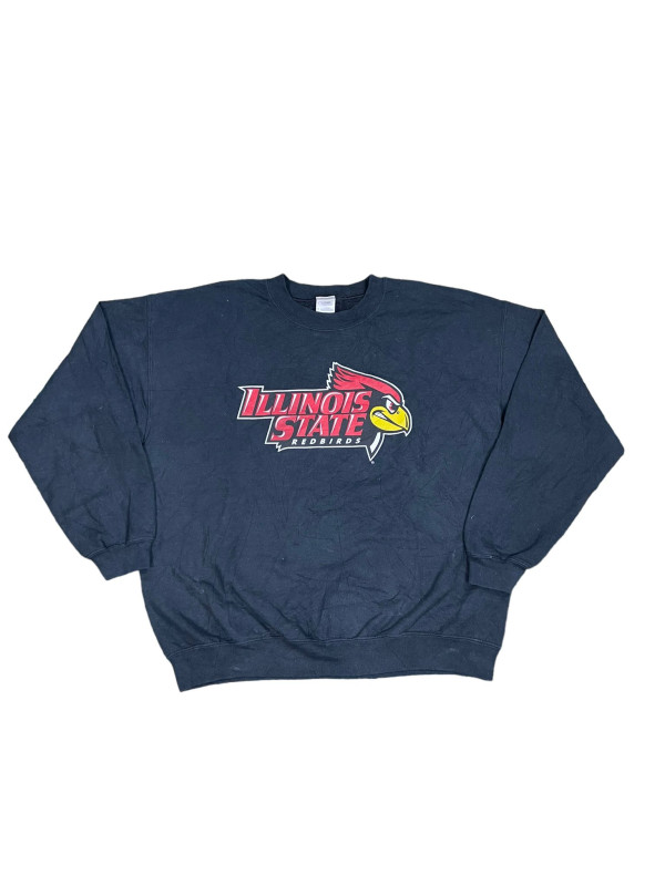 Vintage Illinois State University Redbirds Sweatshirt Football League Athletic Hoodie Sweater NCAA Division L BLACK • NAVY