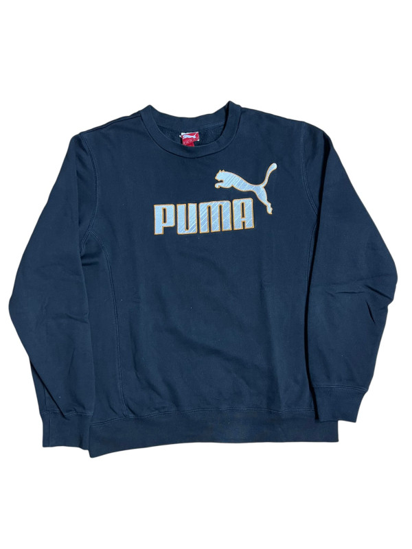 VINTAGE PUMA SWEATSHIRT Size Medium (M) @pumasweyshirt@Vintagepuma @Pumavintage NAVY • black