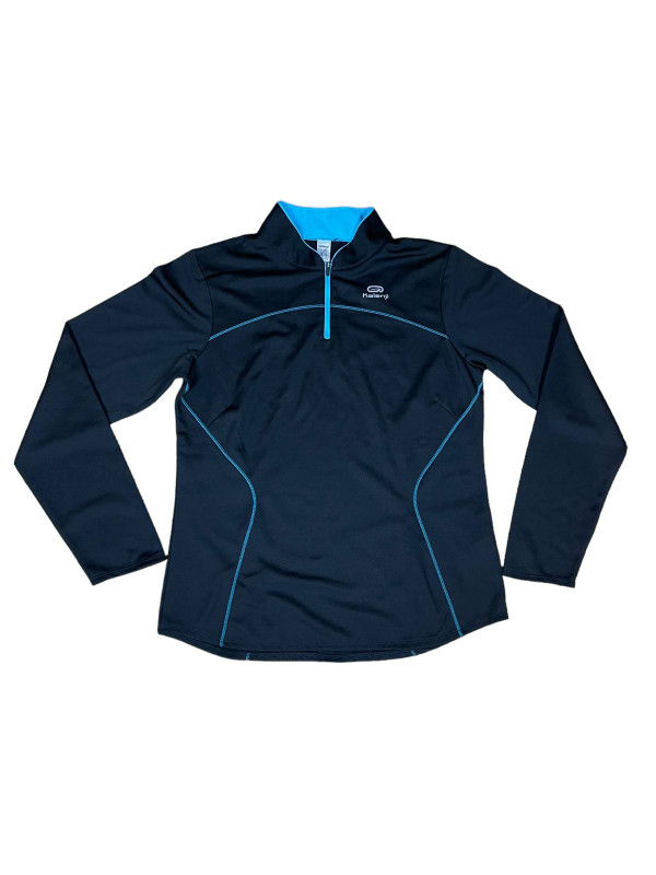 Kalent Decathlon women's Sweater Black Blue 1/4 Zip Micro-fleece BLACK • BLUE •