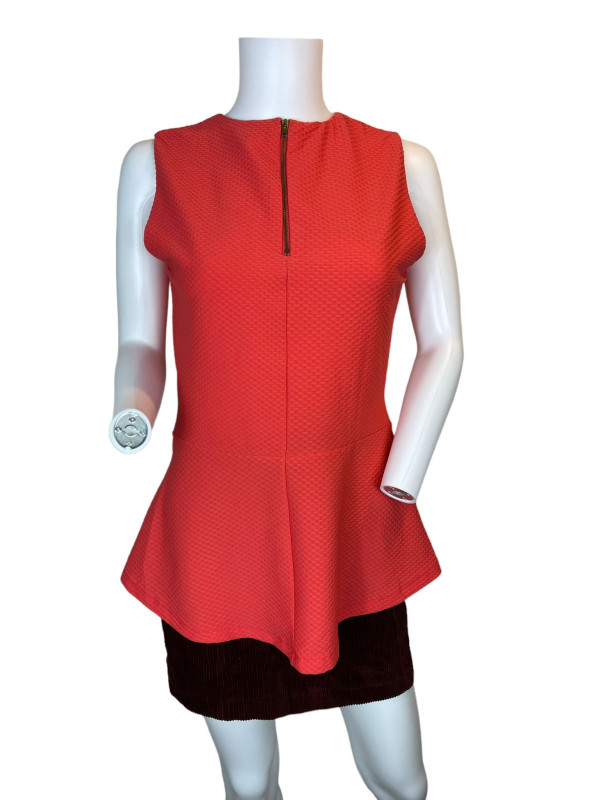 SELECt Geranium Flounce Coral Top Small Peplum Size UK 14 EurD 42