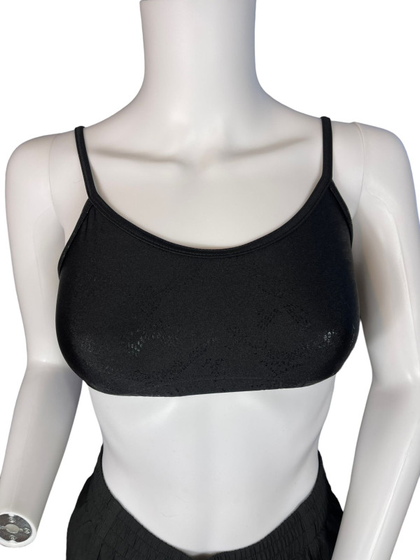 CAPEZIO Classic Plain Crop Cami And Short Size M BLACK •