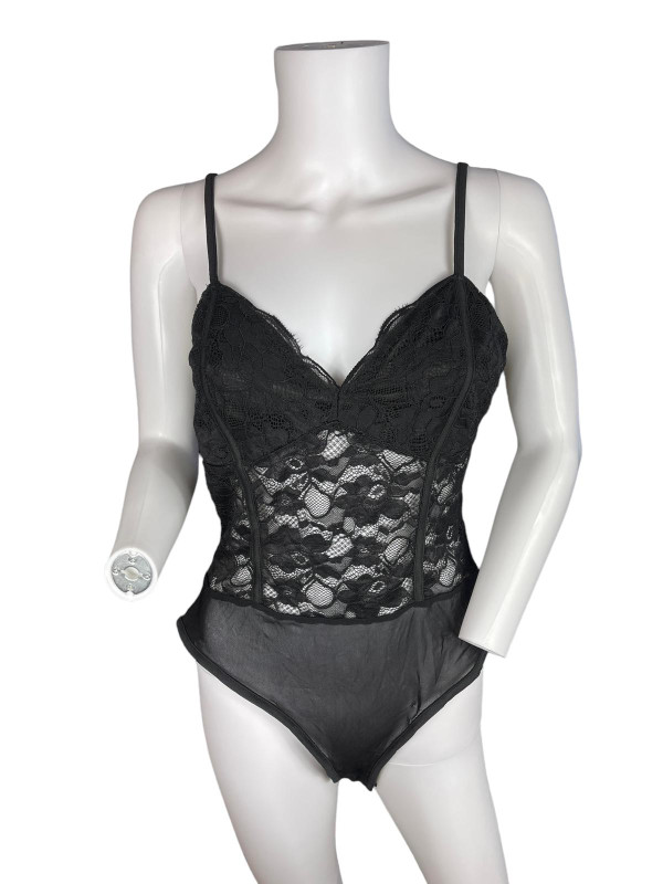 NEW LOOK Sweetheart Neck Lace Body Size UK 16 BLACK •