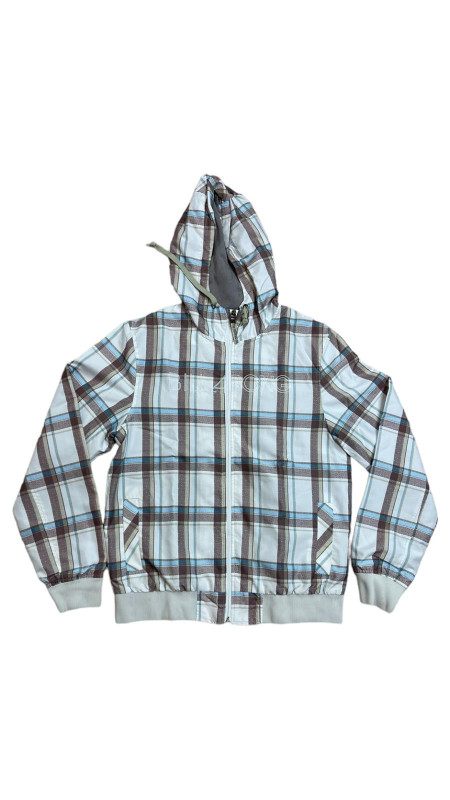 Billabong Jacket Soft Shell Size Large Hoodie Snow Plaid Brown Cream Women’s Size Small